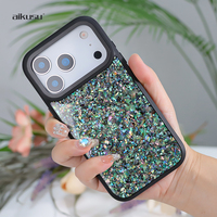 Aikusu Bleu Violet Rose Vente en gros Mesdames Luxe Nacre Etui de téléphone pour iPhone 17 16 15 14 14 1312 11 Pro Max