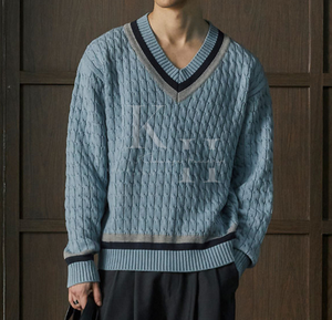 เสื้อสเวตเตอร์ถักนิตติ้งสำหรับเด็กนักเรียนชายหญิงแบบสวมหัวแขนยาวผ้าคอตตอนเนื้อนุ่มดีไซน์ตามสั่ง - Product Image 3