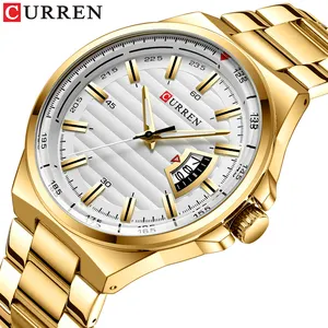 CURREN 8375 Man Brand Luxury Watch Gold White Top Brand Watches Stainless Steel Quartz Wristwatch Auto Date Clock Male Relogio