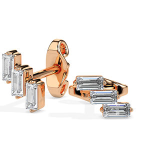 Boucles d'oreilles élégantes en or 14 carats avec diamant véritable certifié baguette pour fiançailles, mariage, cadeau de luxe pour elle - Product Image 4