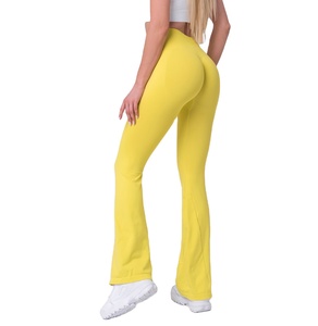 Leggings Acampanados Elegantes de Alta Calidad para Mujer, Cintura Alta, Tejidos, Transpirables, Gruesos, 300g, para Yoga, Ejercicio, Uso Casual, 100% - Product Image 1