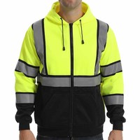 Sudadera con Capucha de Manga Larga de Alta Visibilidad Personalizada LAMRON INTERNATIONAL, con Cierre, Alta Reflexión, Seguridad, Secado Rápido, Transpirable, de Poliéster, para Trabajo
