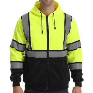 Sweat à capuche personnalisé à manches longues haute visibilité avec fermeture à glissière vêtements de travail de construction de sécurité à haute réflexion - Product Image 6
