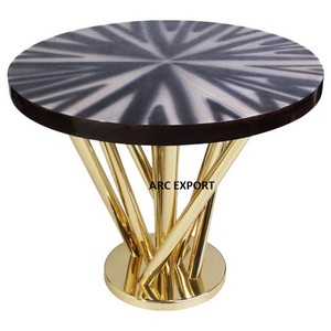 Luxueuse table d'appoint d'intérieur avec support en or et dessus en verre transparent Table d'appoint décorative pour hôtel et maison fournisseurs de gros - Product Image 3