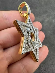 Magen Star David Fine Jewelry Pendentifs & Charms Argent Sterling 925 Vermeil Passes Diamond Tester Hip Hop Jewelry MOISSANITE - Product Image 5