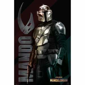 Affiche numérique imprimée du Mandalorian, représentant Mando en tenue sombre, fabriquée en plastique durable - Product Image 1