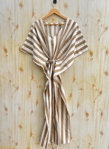 Caftan en coton imprimé rayé costume de nuit pour femme robe Maxi décontractée taille naturelle couverture de plage parfaite couverture de Bikini cadeau de maman - Product Image 2