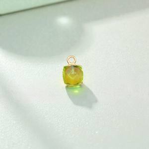 925 Sterling Silver Cushion Shape <b>Peridot</b> Gemstone Gold Electroplated Charm <b>Pendant</b> - Product Image 1