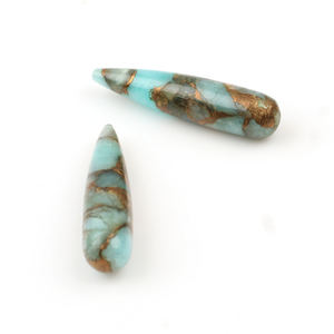 ต่างหูมุกสีเขียวอมาโซไนท์ทองแดงคอมโพสิตสีเขียวธรรมชาติคุณภาพสูงขนาด9x30มม. - Product Image 5