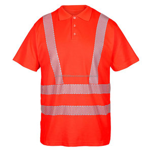 Men's Hi Vis Reflective Tape for Polo Shirt Anti-Wrinkle High Visibility Construction Work Wear with Printed Short Sleeve - Product Image 3