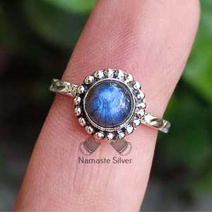 Handmade Sterling Silver Labradorite <b>Ring</b> <b>Adjustable</b> <b>Size</b> Natural Gemstone Jewelry Gift for Her - Product Image 1