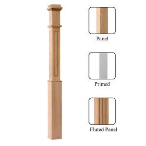 Escaleras de manga ajustable para tapas planas de pirámide intercambiables Caja de panel plano de madera de caucho de madera maciza Newel de 55 \ "para escalera - Product Image 1