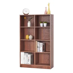 ชั้นวางหนังสือแบบเปิดอิสระ8ช่องสีวอลนัทสำหรับห้องนอน - Product Image 1