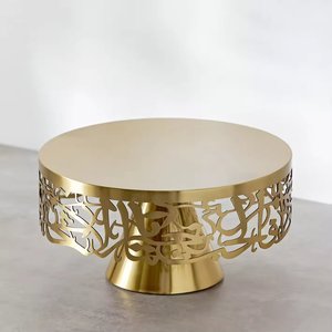 Présentoir de gâteau de forme ronde en métal à un niveau décoratif de table fini en or pour le présentoir de fête d'anniversaire de mariage - Product Image 1
