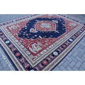 Alfombra ecológica de lana turca Vintage Rojo Negro 8x11ft estilo clásico Patchwork látex 9x12 rectángulo pasillo 10mm alfombra grande - Product Image 2