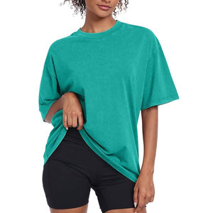 Camiseta Lisa informal de manga corta para mujer con lavado ácido de estilo personalizado S 100% de algodón de talla grande camiseta con lavado ácido S a la venta - Product Image 3