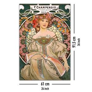 Póster de Retrato de F. Champenois de 1897, Estilo Jugendstil de Alfons Mucha, Diseño Art Deco, Material de Papel - Product Image 4