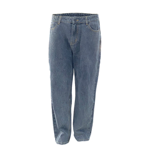 Pantalons en denim pour hommes, coupe droite, 100% coton, coupe ample, respirant, style vintage hip-hop, style streetwear, logo à la taille, décontracté, vente en gros - Product Image 3