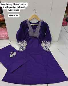 Trajes Kurta de Algodón Dhabu para Mujer, Estilo Indio-Pakistaní, con Diseño de Bordado Tradicional, Listos para Usar - Product Image 5