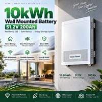 Batterie au lithium LiFePO4 10 kWh 51,2 V 200 Ah, système de stockage d'énergie domestique ESS, système de batterie solaire pour l'alimentation de secours résidentielle