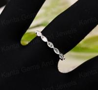 925 Sterling Silber 2x4mm Blanko Marquise Fassung Vollbesetzter Eternity-Ring CZ Umweltfreundlich Hochglanzpoliert Silber Vergoldet Hochwertiger Schmuck