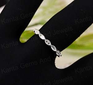 925 Sterling Silver 2x4mm Blank Marquise Bezel Full Eternity Ring with CZ Good <b>for</b> <b>Ashes</b> Resin Keepsake Breastmilk DIY Jewelry - Product Image 6