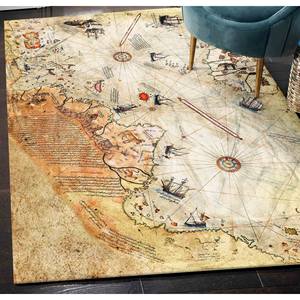 Alfombra con Diseño de Mapa del Mundo Antiguo, Alfombra Lavable a Máquina con Mapa de Piri Reis, Alfombra Suave con Pelo Largo - Product Image 4