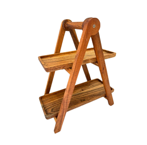 Bandeja de madera de acacia para servir real con asas para servir bebidas té postre cena desayuno - Product Image 1