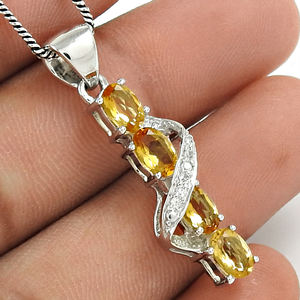 925แฟชั่นสไตล์ฮิปฮอปจี้เงินธรรมชาติพลอยซิทรีนจี้ทำมือแบบเรียบง่ายดีไซน์แบบฮิปฮอปขายส่ง - Product Image 2