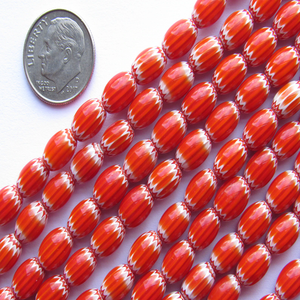 Perles de baril d'étoiles en verre rouge blanc multicouches faites à la main, en gros, pour bricolage, perles de cristal au chalumeau - Product Image 3