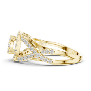 Bague pour femme en diamant de laboratoire 0,864 CT avec halo et pierres latérales, clarté VVS-VS EF, or 18 carats, 14 carats, 10 carats et argent 925, rose - Product Image 4