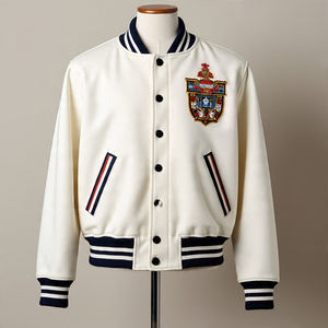 Blousons bombardiers Letterman en chenille pour hommes blousons bombardiers d'hiver décontractés boutonnés en satin universitaire pour hommes - Product Image 4