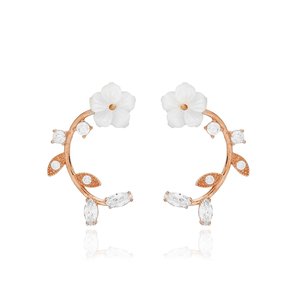 Flower Charm Marquise CZ Stone Summer Collection Stud <b>Earring</b> Turkish Handmade Wholesale 925 Sterling <b>Silver</b> Jewelry - Product Image 6