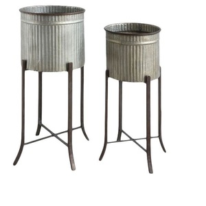 Lot de 3 pots de fleurs en métal enduit de poudre noire pour décoration de jardin et pépinière - Product Image 2