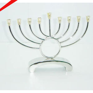 Bâton de bougie Menorah Hanukkah juif fini argent brillant à 5 branches - Product Image 5