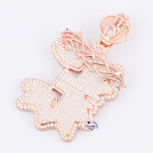 Colgante llamativo de Hip Hop, oro rosa de 14 quilates, Diamante cultivado en laboratorio, joyería ostentosa, probador de diamantes, colgante fino para mujer - Product Image 5