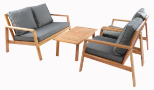 Ensemble de vie extérieur moderne Coussins résistants aux intempéries et cadre en aluminium durable pour meubles de jardin ou de restaurant - Product Image 4