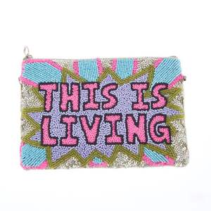 Premium Luxury St Xavier Seed Beaded YEAH Bordado hecho a mano Mini bolso con cremallera Elegante elegante Elección elegante de la India - Product Image 5