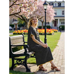 Robe de nuit longue Evolve pour femme en coton super doux, à manches longues, en popeline tissée, avec poche boutonnée élégante et confortable - Product Image 4