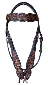 Vente en gros de qualité supérieure nouveau design de cheval équestre en cuir Western Headstall usiné à la main et sculpté pour l'équitation - Product Image 3