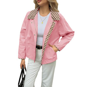 100% coton toile matériel femmes vestes Logo personnalisé col rabattu conception respirant femmes coton toile veste - Product Image 5