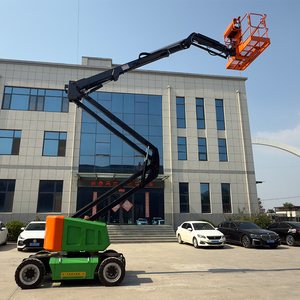 Plataforma elevadora hidráulica articulada de color verde naranja para trabajos de construcción, nueva. - Product Image 6