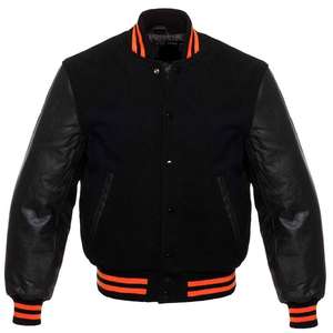 Vente en gros de veste personnalisée Varsity Letterman Baseball Black Patches pour hommes Napoléon Empire Veste à manches en cuir véritable doré en laine - Product Image 4
