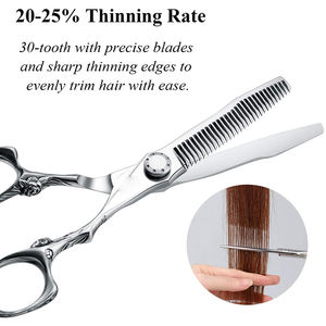 Tijeras de adelgazamiento de peluquero de alta calidad, cuchillas afiladas, mango de diseño de flores de acero inoxidable, tijeras de adelgazamiento - Product Image 5