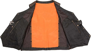 Chaleco de cuero auténtico para hombre, chaleco de cuero marrón Retro con bolsillos laterales, cuello en V, chaleco para motociclista, chalecos de estilo 2025 hechos a medida de alta calidad - Product Image 4
