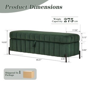 Banco de Armazenamento Durável em Veludo para Quarto e Sala de Estar, Otomano Moderno para Entrada com Design Estofado - Product Image 2