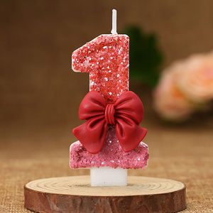 เทียนวันเกิดทำมือรูปโบว์สีแดงดีไซน์สุดสร้างสรรค์สำหรับตกแต่งเค้กงานปาร์ตี้ - Product Image 4