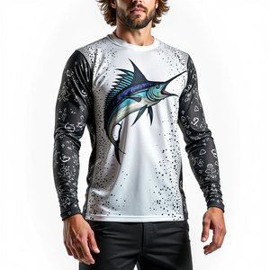 Jersey de pesca de manga larga transpirable sublimado para hombres UPF 50 tela DryFit de secado rápido 100% poliéster para aventura al aire libre - Product Image 2