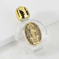 Bouteille en verre gaufré plaqué or métal chrétien catholique jésus vierge marie michel benoît bouteille en verre d'eau bénite