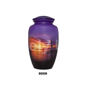 Urna de cremación-Urna funeraria de puesta de sol para cenizas humanas-Urna grande de aluminio hecha a mano con bolsa de terciopelo gratis - Product Image 1